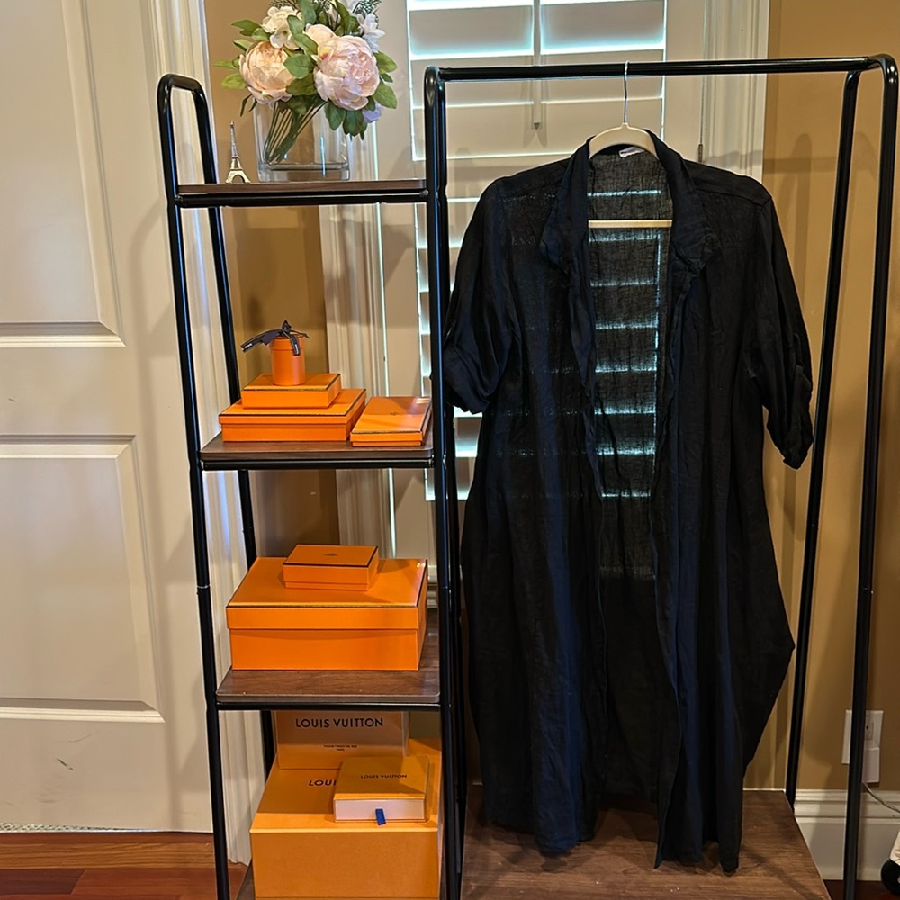 Italian Linen Black Coverup, One size